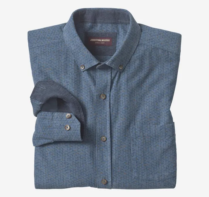 JohnstonandMurphy Shirts Corduroy Shirt Blue Overdyed Print 8211 Men