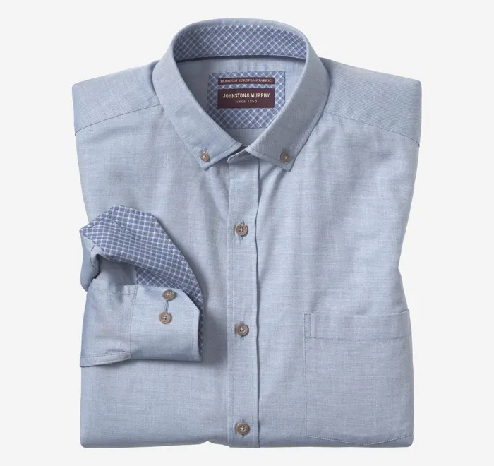 JohnstonandMurphy Shirts Heathered Shirt Blue Melange Twill 8211 Men