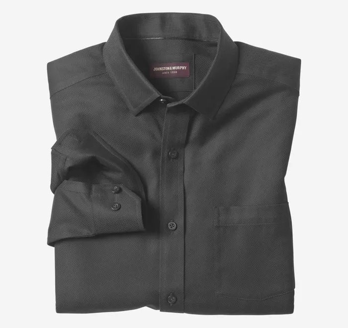 JohnstonandMurphy Shirts NonIron Dress Shirt Black Solid Birdseye 8211 Men