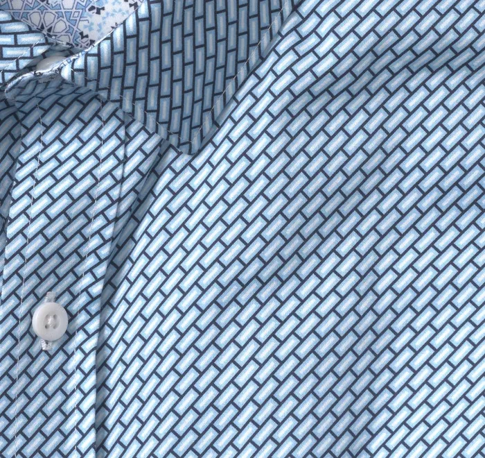JohnstonandMurphy Shirts Printed Cotton Shirt Blue Bar 8211 Men JohnstonandMurphy Shirts Printed Cotton Shirt Blue Bar 8211 Men