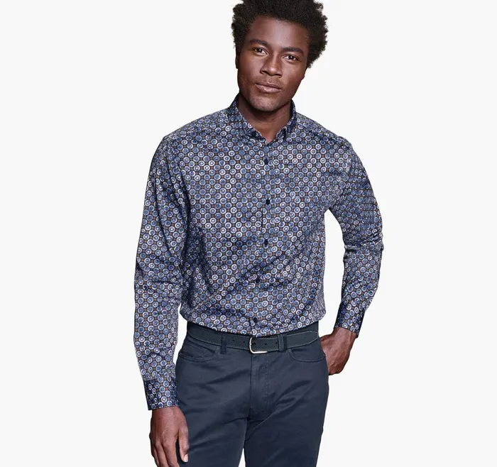 JohnstonandMurphy Shirts Printed Cotton Shirt Navybrown Perennial 8211 Men JohnstonandMurphy Shirts Printed Cotton Shirt Navybrown Perennial 8211 Men