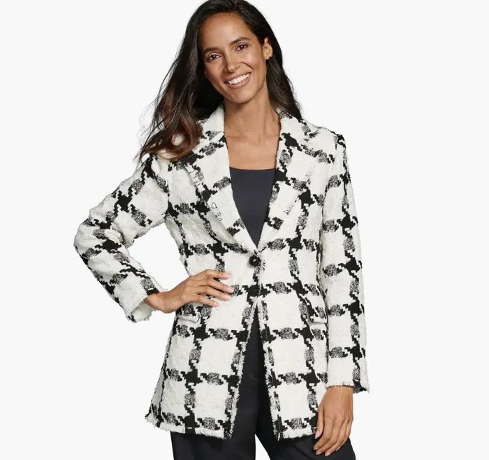 JohnstonandMurphy Shirts Sweaters and Blazers Large Houndstooth Tweed Blazer Whiteblack 8211 Women JohnstonandMurphy Shirts Sweaters and Blazers Large Houndstooth Tweed Blazer Whiteblack 8211 Women