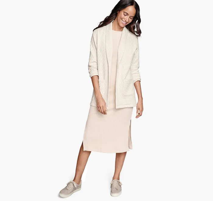 JohnstonandMurphy Shirts Sweaters and Blazers Quilted ShawlCollar Cardigan Cream 8211 Women JohnstonandMurphy Shirts Sweaters and Blazers Quilted ShawlCollar Cardigan Cream 8211 Women
