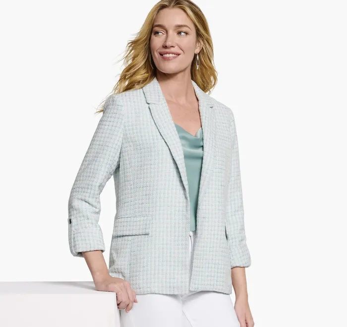 JohnstonandMurphy Shirts Sweaters and Blazers Tweed Blazer Light Bluewhite 8211 Women JohnstonandMurphy Shirts Sweaters and Blazers Tweed Blazer Light Bluewhite 8211 Women