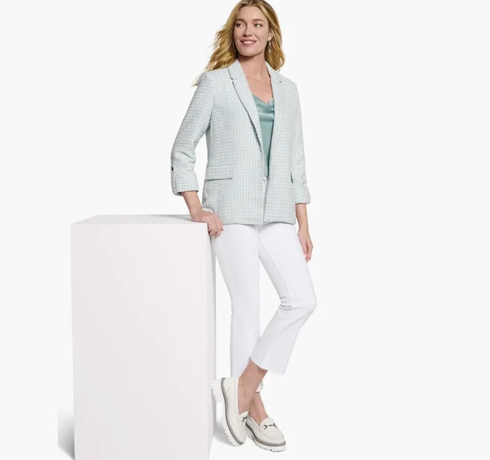 JohnstonandMurphy Shirts Sweaters and Blazers Tweed Blazer Light Bluewhite 8211 Women JohnstonandMurphy Shirts Sweaters and Blazers Tweed Blazer Light Bluewhite 8211 Women