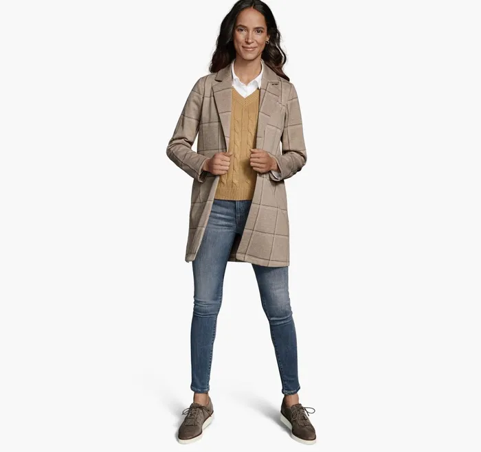 JohnstonandMurphy Shirts Sweaters and Blazers Windowpane Knit Blazer Tan 8211 Women JohnstonandMurphy Shirts Sweaters and Blazers Windowpane Knit Blazer Tan 8211 Women