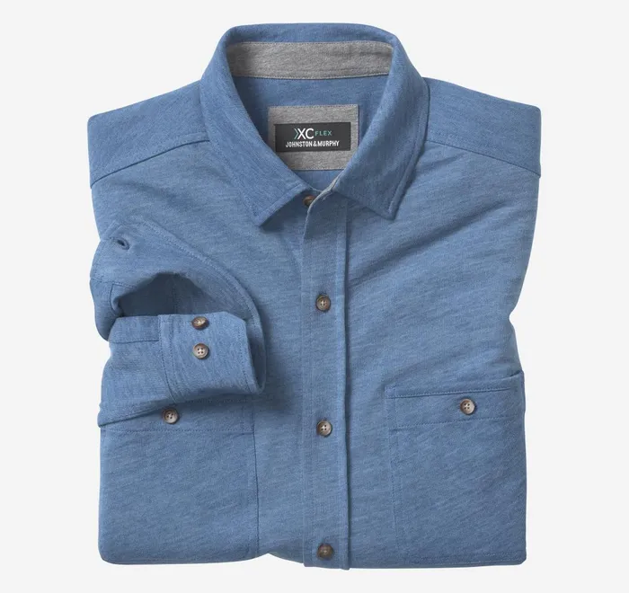 JohnstonandMurphy Shirts Xc Flex Stretch Indigo LongSleeve Shirt Blue 8211 Men JohnstonandMurphy Shirts Xc Flex Stretch Indigo LongSleeve Shirt Blue 8211 Men