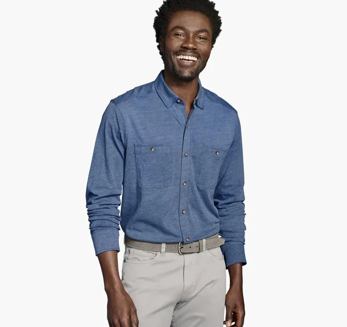 JohnstonandMurphy Shirts Xc Flex Stretch Indigo LongSleeve Shirt Blue 8211 Men JohnstonandMurphy Shirts Xc Flex Stretch Indigo LongSleeve Shirt Blue 8211 Men
