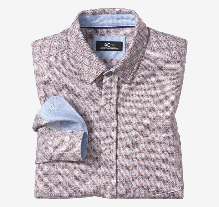 JohnstonandMurphy Shirts Xc Flex Stretch LongSleeve Shirt Burgundy Birdseye Tile 8211 Men JohnstonandMurphy Shirts Xc Flex Stretch LongSleeve Shirt Burgundy Birdseye Tile 8211 Men