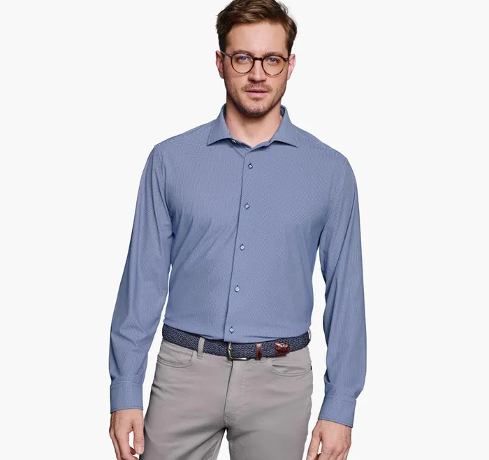 JohnstonandMurphy Shirts Xc4 LongSleeve Print Knit Shirt Navy Basketweave 8211 Men JohnstonandMurphy Shirts Xc4 LongSleeve Print Knit Shirt Navy Basketweave 8211 Men