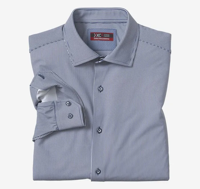 JohnstonandMurphy Shirts Xc4 LongSleeve Print Knit Shirt Navy Fine Stripe 8211 Men JohnstonandMurphy Shirts Xc4 LongSleeve Print Knit Shirt Navy Fine Stripe 8211 Men