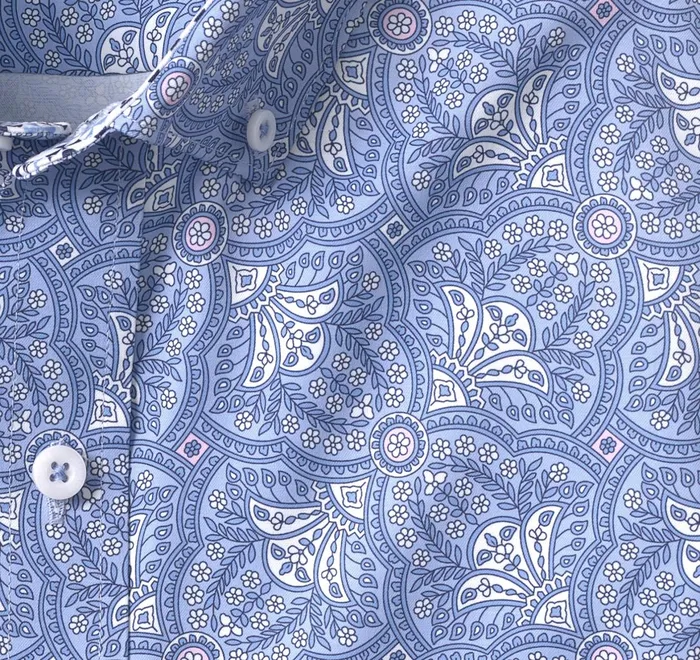 JohnstonandMurphy Shirts Xc4 LongSleeve StretchWoven Shirt Blue Filigree Print 8211 Men JohnstonandMurphy Shirts Xc4 LongSleeve StretchWoven Shirt Blue Filigree Print 8211 Men