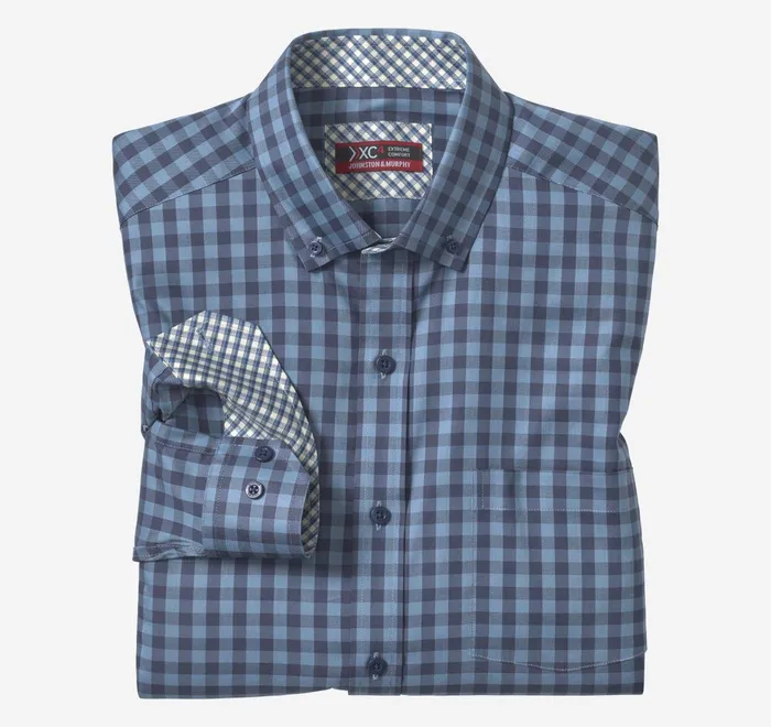 JohnstonandMurphy Shirts Xc4 Sport LongSleeve Shirt Blue 8211 Men