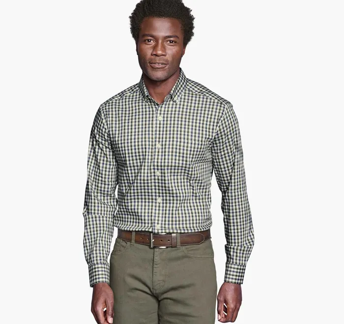 JohnstonandMurphy Shirts Xc4 Sport LongSleeve Shirt Olive Tattersall 8211 Men JohnstonandMurphy Shirts Xc4 Sport LongSleeve Shirt Olive Tattersall 8211 Men