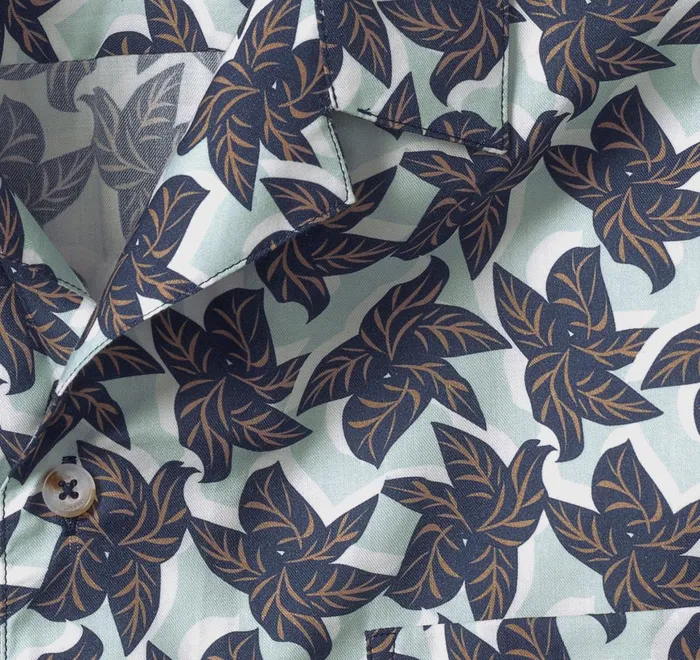 JohnstonandMurphy ShortSleeve Shirts Camp Shirt Blue Leaf Cluster 8211 Men JohnstonandMurphy ShortSleeve Shirts Camp Shirt Blue Leaf Cluster 8211 Men