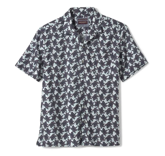 JohnstonandMurphy ShortSleeve Shirts Camp Shirt Blue Leaf Cluster 8211 Men JohnstonandMurphy ShortSleeve Shirts Camp Shirt Blue Leaf Cluster 8211 Men