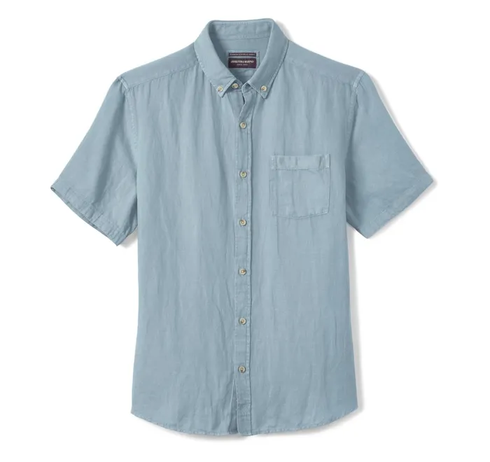 JohnstonandMurphy ShortSleeve Shirts Garment Dyed Shirt Blue 8211 Men JohnstonandMurphy ShortSleeve Shirts Garment Dyed Shirt Blue 8211 Men