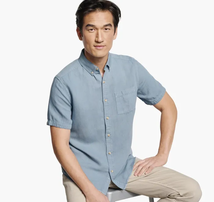 JohnstonandMurphy ShortSleeve Shirts Garment Dyed Shirt Blue 8211 Men JohnstonandMurphy ShortSleeve Shirts Garment Dyed Shirt Blue 8211 Men