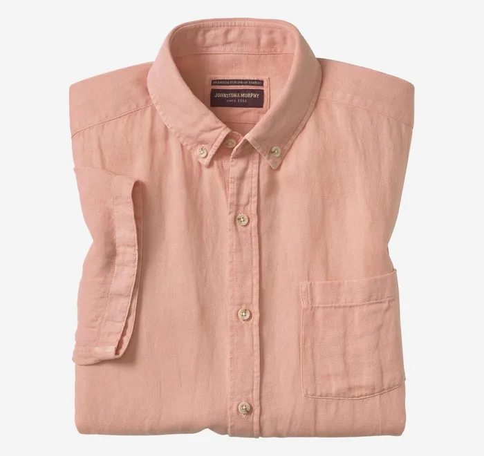 JohnstonandMurphy ShortSleeve Shirts Garment Dyed Shirt Melon 8211 Men