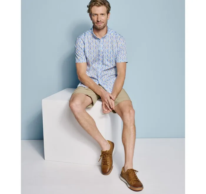 JohnstonandMurphy ShortSleeve Shirts Printed Cotton ShortSleeve Shirt Bluemulti Pineapple 8211 Men JohnstonandMurphy ShortSleeve Shirts Printed Cotton ShortSleeve Shirt Bluemulti Pineapple 8211 Men