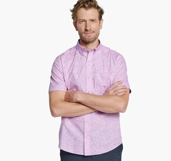 JohnstonandMurphy ShortSleeve Shirts Printed Cotton ShortSleeve Shirt Pink Flamingo 8211 Men JohnstonandMurphy ShortSleeve Shirts Printed Cotton ShortSleeve Shirt Pink Flamingo 8211 Men
