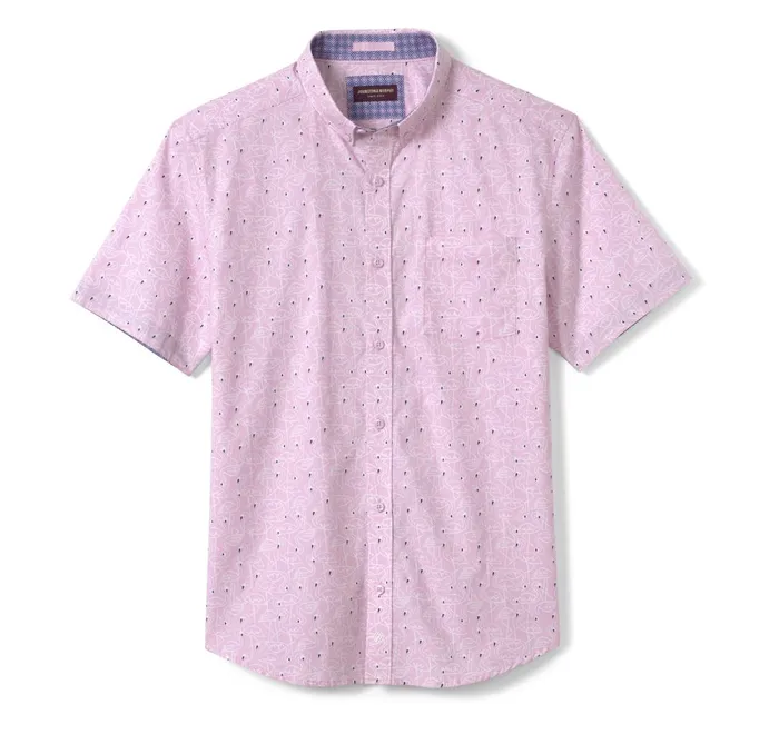 JohnstonandMurphy ShortSleeve Shirts Printed Cotton ShortSleeve Shirt Pink Flamingo 8211 Men JohnstonandMurphy ShortSleeve Shirts Printed Cotton ShortSleeve Shirt Pink Flamingo 8211 Men