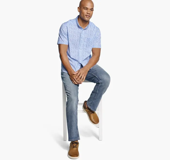 JohnstonandMurphy ShortSleeve Shirts Printed Cotton ShortSleeve Shirt Whiteblue Shadow Shark 8211 Men JohnstonandMurphy ShortSleeve Shirts Printed Cotton ShortSleeve Shirt Whiteblue Shadow Shark 8211 Men