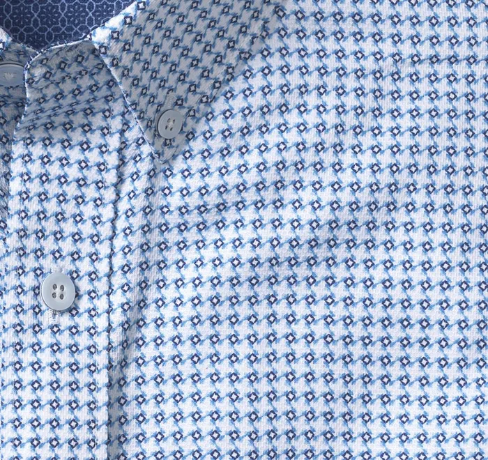 JohnstonandMurphy ShortSleeve Shirts Textured Cotton ShortSleeve Shirt Blue Geo Turbine 8211 Men JohnstonandMurphy ShortSleeve Shirts Textured Cotton ShortSleeve Shirt Blue Geo Turbine 8211 Men