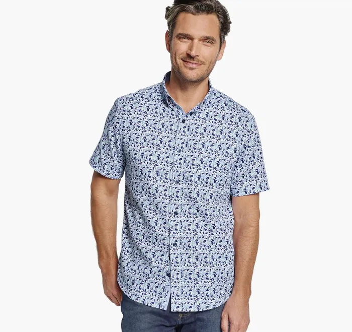 JohnstonandMurphy ShortSleeve Shirts Textured Cotton ShortSleeve Shirt Mint Droplet 8211 Men JohnstonandMurphy ShortSleeve Shirts Textured Cotton ShortSleeve Shirt Mint Droplet 8211 Men