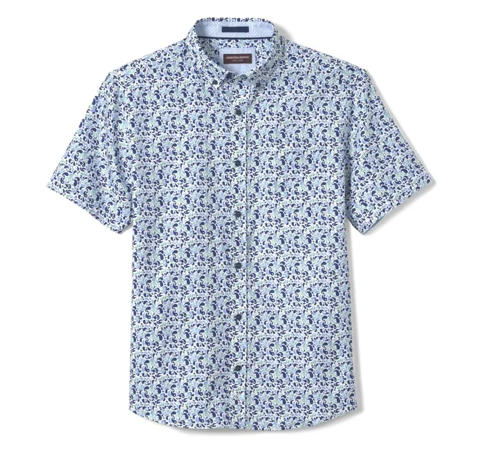 JohnstonandMurphy ShortSleeve Shirts Textured Cotton ShortSleeve Shirt Mint Droplet 8211 Men JohnstonandMurphy ShortSleeve Shirts Textured Cotton ShortSleeve Shirt Mint Droplet 8211 Men