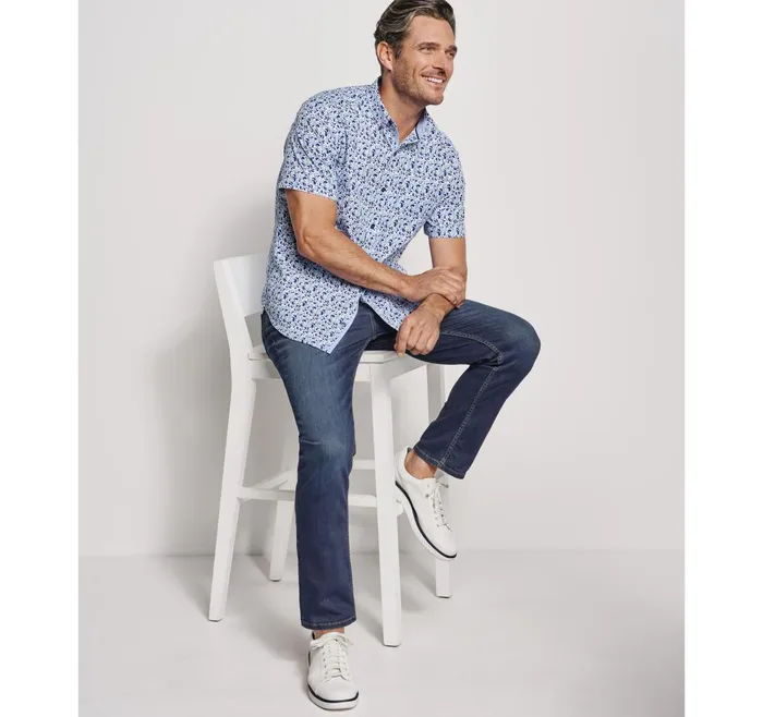 JohnstonandMurphy ShortSleeve Shirts Textured Cotton ShortSleeve Shirt Mint Droplet 8211 Men JohnstonandMurphy ShortSleeve Shirts Textured Cotton ShortSleeve Shirt Mint Droplet 8211 Men