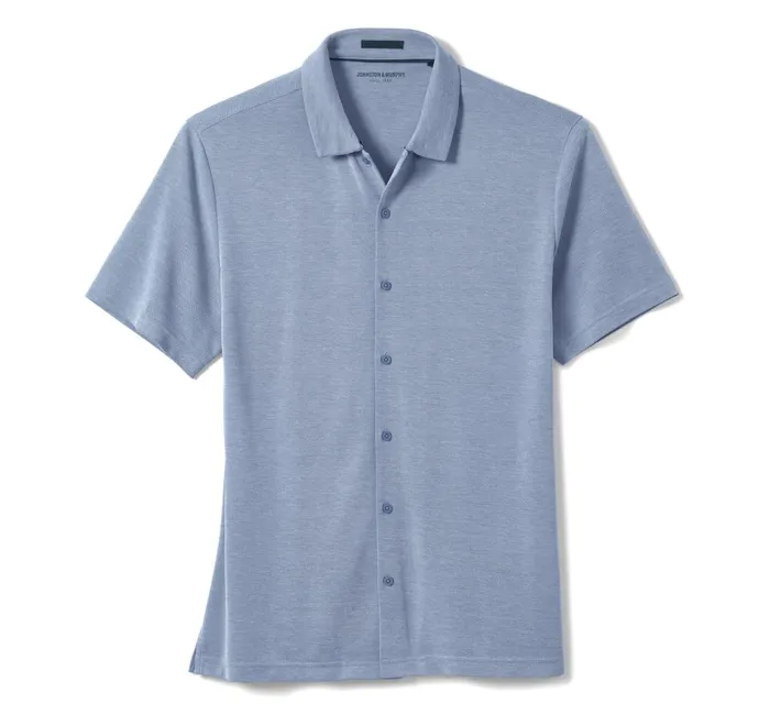 JohnstonandMurphy ShortSleeve Shirts Vintage Birdseye ButtonFront Shirt Blue 8211 Men JohnstonandMurphy ShortSleeve Shirts Vintage Birdseye ButtonFront Shirt Blue 8211 Men