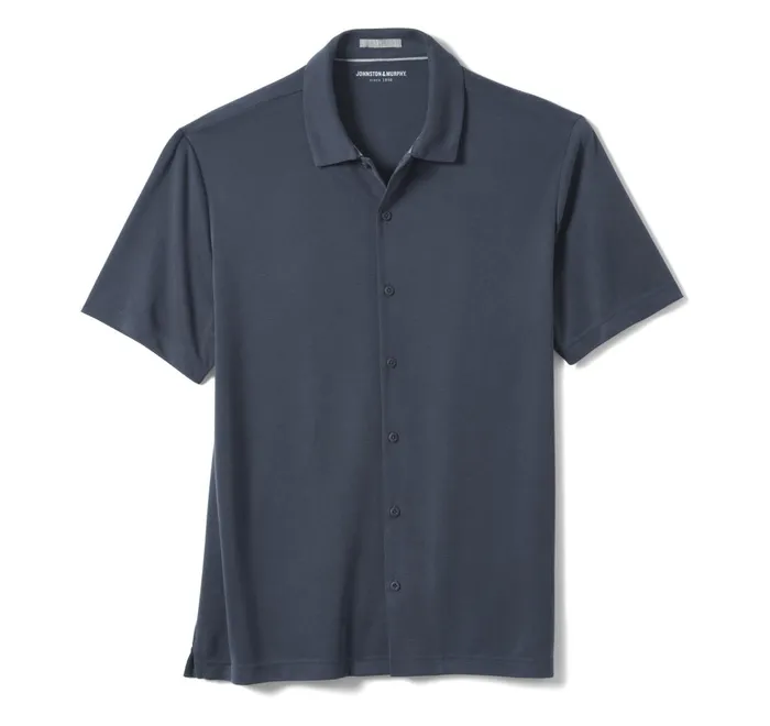JohnstonandMurphy ShortSleeve Shirts Vintage Birdseye ButtonFront Shirt Navy 8211 Men JohnstonandMurphy ShortSleeve Shirts Vintage Birdseye ButtonFront Shirt Navy 8211 Men