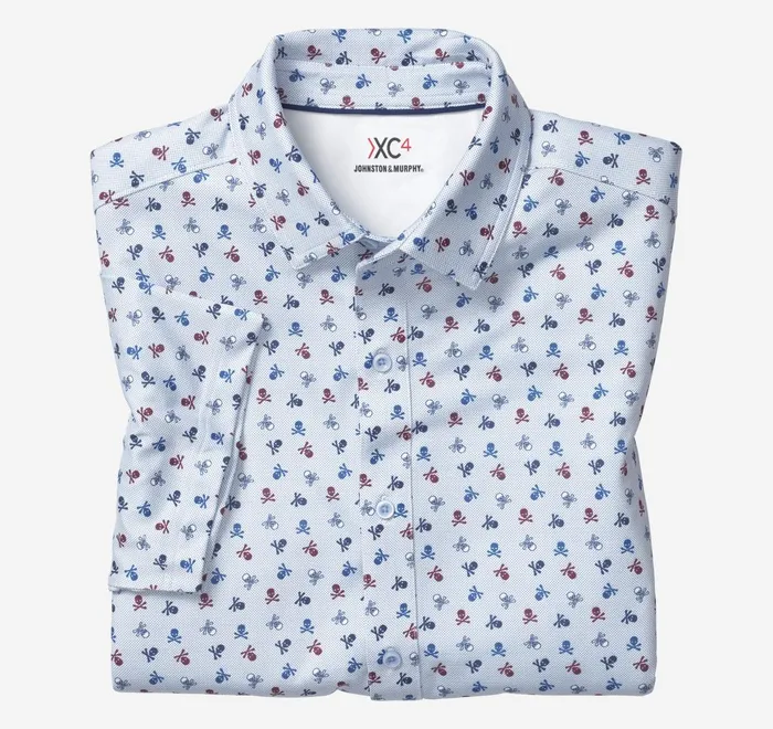 JohnstonandMurphy ShortSleeve Shirts Xc4 Performance Shirt Navy Skull 8211 Men JohnstonandMurphy ShortSleeve Shirts Xc4 Performance Shirt Navy Skull 8211 Men