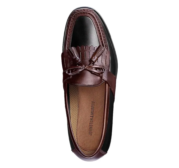 JohnstonandMurphy SlipOns and Loafers Aragon Ii Kiltie Tassel Loafer Black Smoothantique Mahogany Waxed 8211 Men