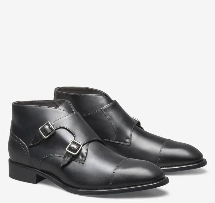 JohnstonandMurphy SlipOns and Loafers Ellsworth Double Buckle Boot Black Italian Calfskin 8211 Men