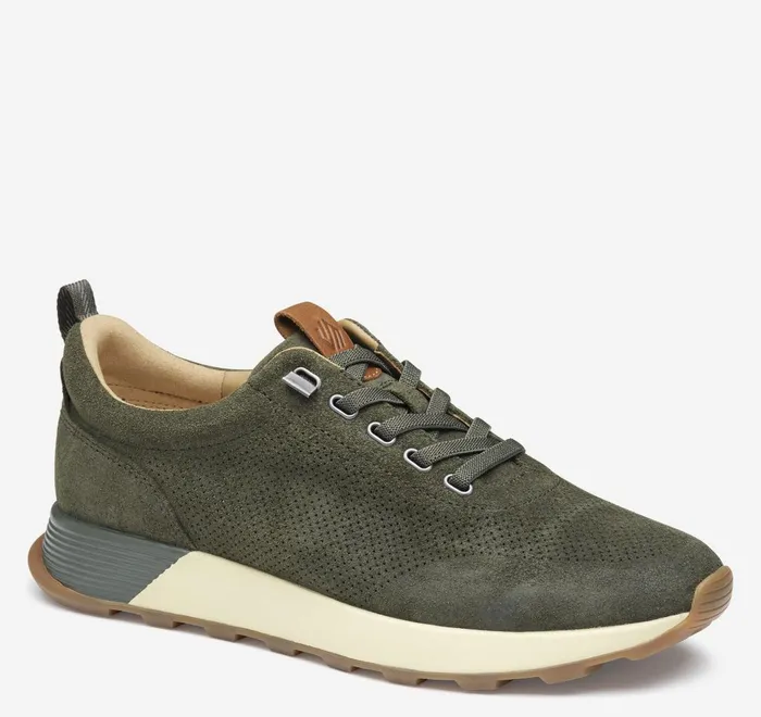 JohnstonandMurphy SlipOns and Loafers Kinnon Perfed Jogger Olive Oiled Suede 8211 Men