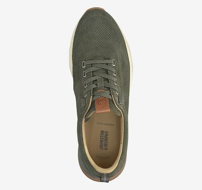JohnstonandMurphy SlipOns and Loafers Kinnon Perfed Jogger Olive Oiled Suede 8211 Men JohnstonandMurphy SlipOns and Loafers Kinnon Perfed Jogger Olive Oiled Suede 8211 Men