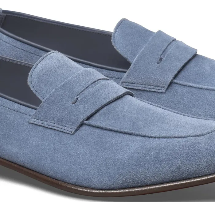JohnstonandMurphy SlipOns and Loafers Taylor Penny Loafer Denim Italian Suede 8211 Men JohnstonandMurphy SlipOns and Loafers Taylor Penny Loafer Denim Italian Suede 8211 Men
