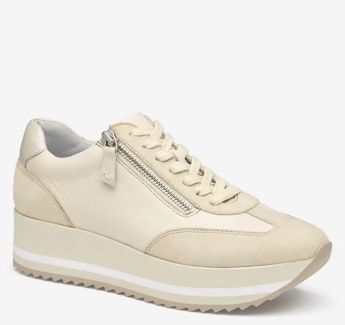 JohnstonandMurphy Sneakers Gracie SideZip Lace Up Bone Calfskinsuede 8211 Women