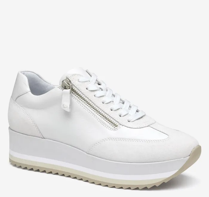 JohnstonandMurphy Sneakers Gracie SideZip Lace Up White Calfskinsuede 8211 Women