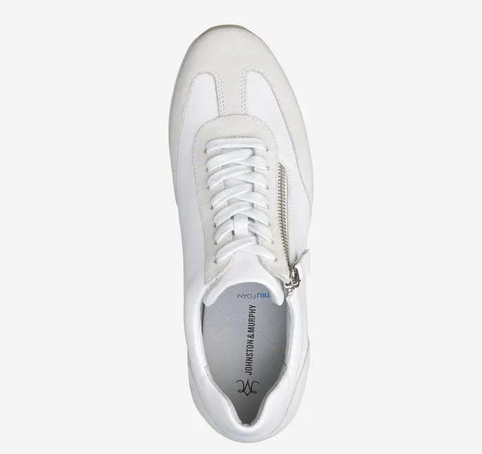 JohnstonandMurphy Sneakers Gracie SideZip Lace Up White Calfskinsuede 8211 Women JohnstonandMurphy Sneakers Gracie SideZip Lace Up White Calfskinsuede 8211 Women