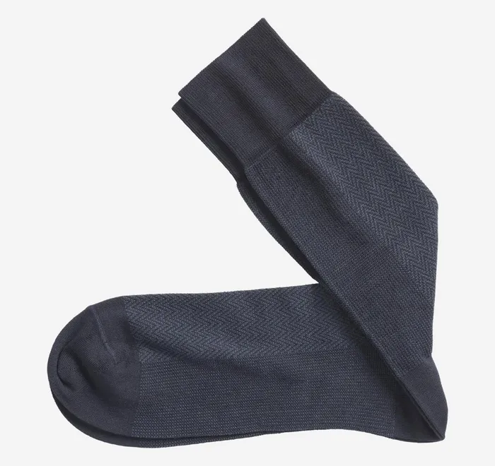 JohnstonandMurphy Socks Herringbone Panel Socks Navy 8211 Men