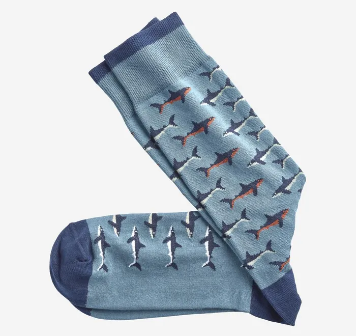 JohnstonandMurphy Socks Novelty Socks Blue Multi Shark 8211 Men