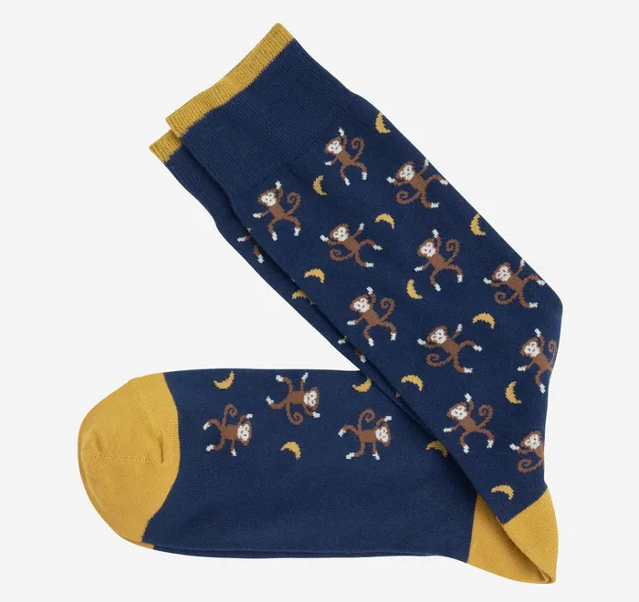 JohnstonandMurphy Socks Novelty Socks Navy Dancing Monkeys 8211 Men
