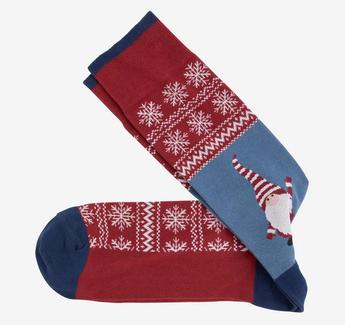 JohnstonandMurphy Socks Pima Cotton HolidayThemed Socks Red Multi Santa Gnome 8211 Men
