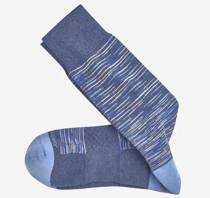 JohnstonandMurphy Socks SpaceDyed Stripe Socks Denim 8211 Men