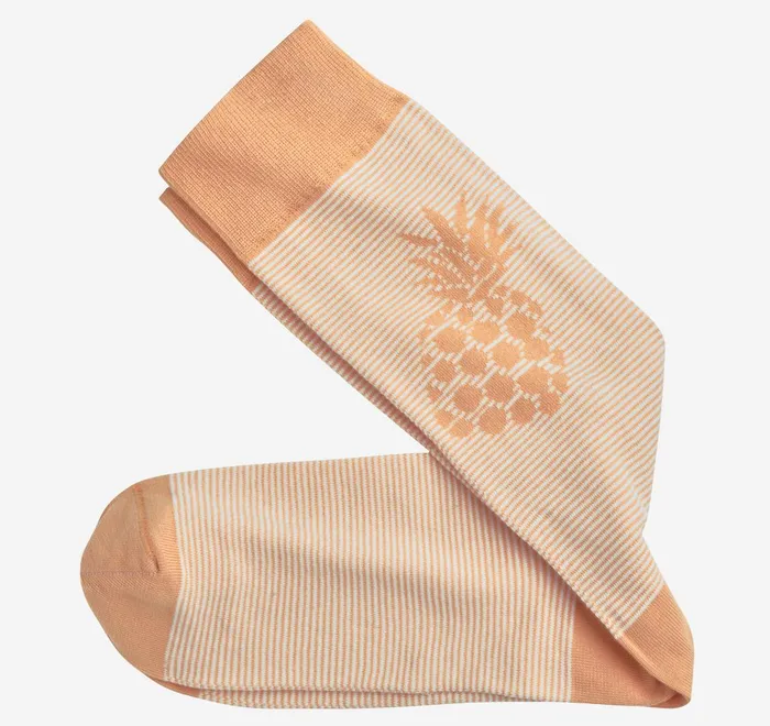 JohnstonandMurphy Socks Striped Socks Orange Pineapple 8211 Men