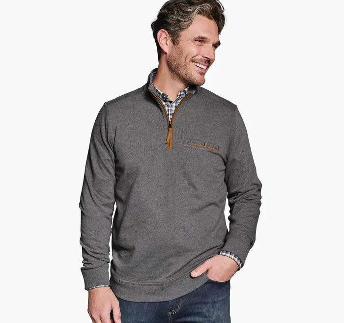 JohnstonandMurphy Sweaters and Knits Knit QuarterZip Gray 8211 Men