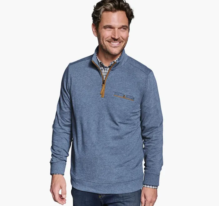 JohnstonandMurphy Sweaters and Knits Knit QuarterZip Light Blue 8211 Men